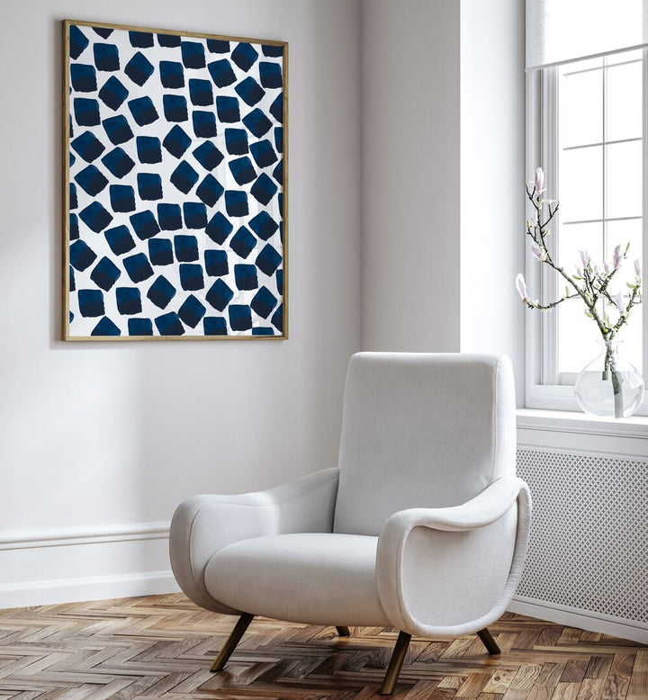 Stylish living room featuring WATERCOLOR SQUARES, ABSTRACT PAINTINGS elegantly enhancing the decor.