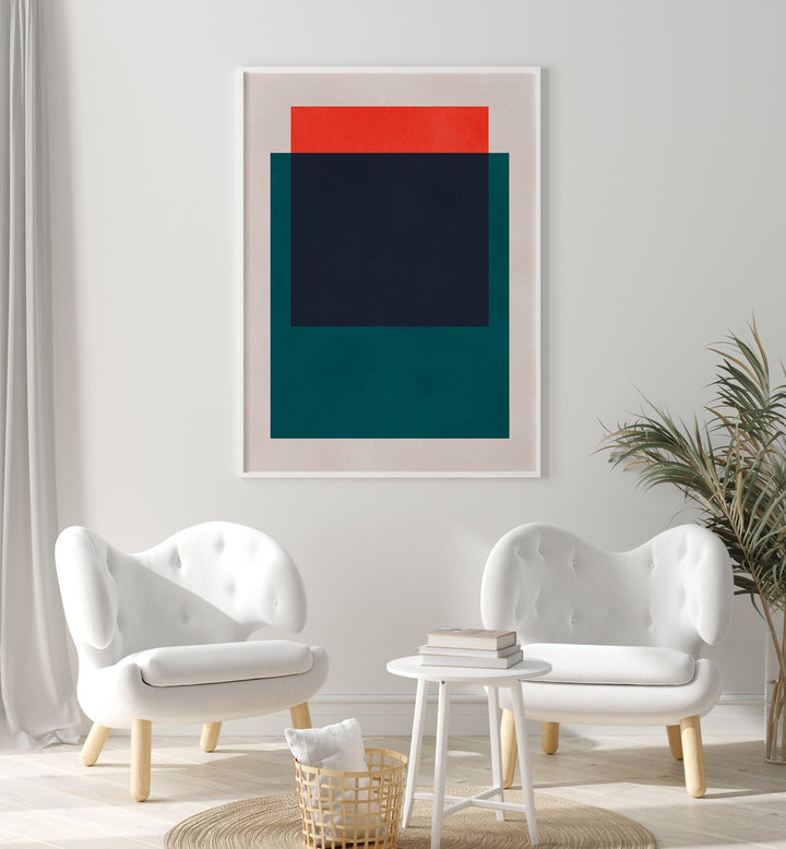 Bright living space featuring COLORFUL OVERLAY XIII, GEOMETRIC ART PRINTS, perfect for vibrant and stylish decor.