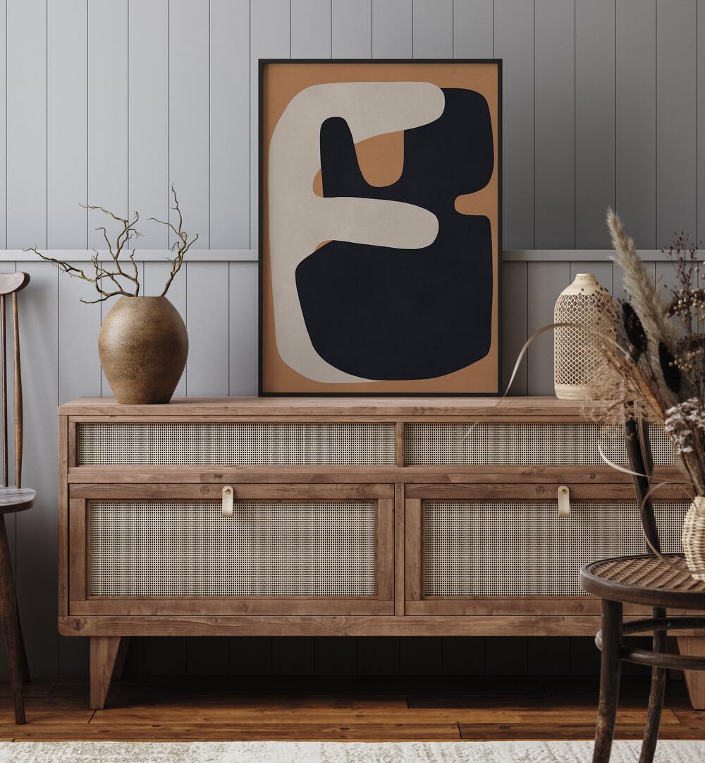 Stylish decor featuring TRIBAL SHAPES XIII, GEOMETRIC ART PRINTS, enhancing modern interiors with unique patterns.
