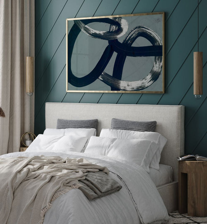 Stylish UNDER OVER, ABSTRACT PAINTINGS enhance a modern bedroom with elegance and versatility. Perfect for your decor!