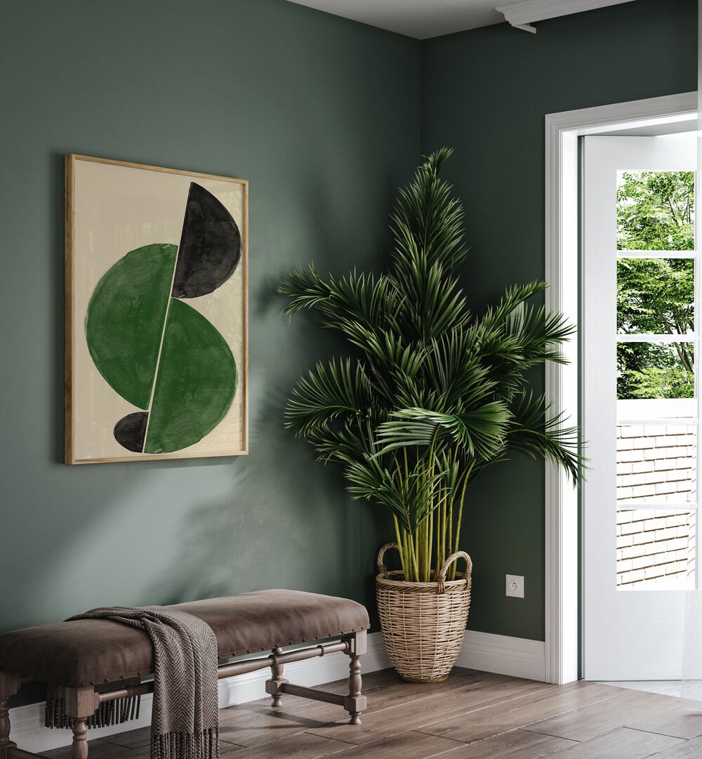 Explore INTERACTION BALANCE NO.4, ABSTRACT PAINTINGS, showcasing captivating shapes and colors in a stylish setting.