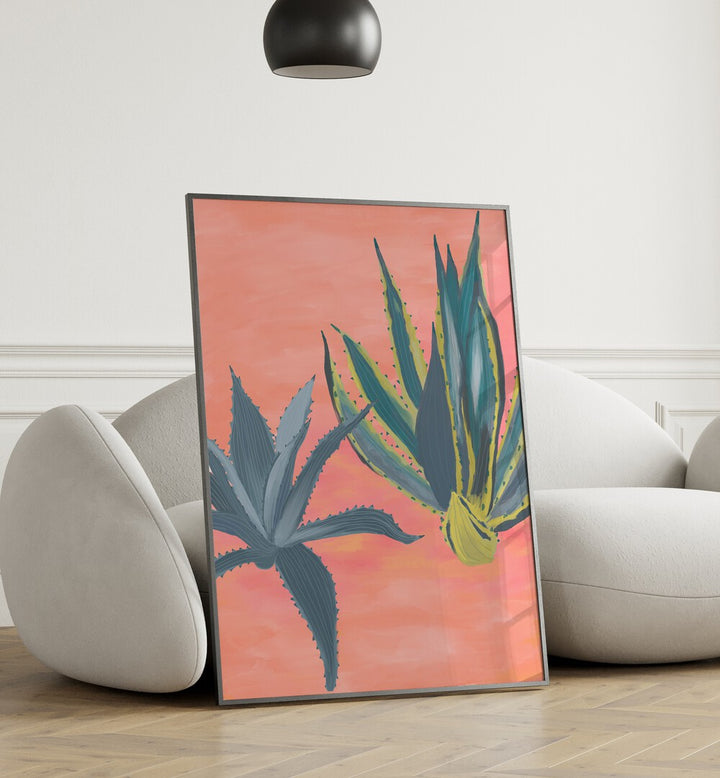 PINK CORAL CACTI , FLORAL FLOWER PAINTINGS