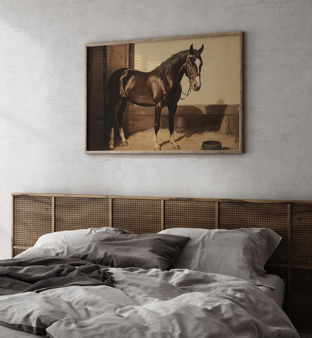 Elegant DARK BROWN HORSE, ANIMAL PAINTINGS, showcasing beauty and strength in a stunning equestrian artwork.