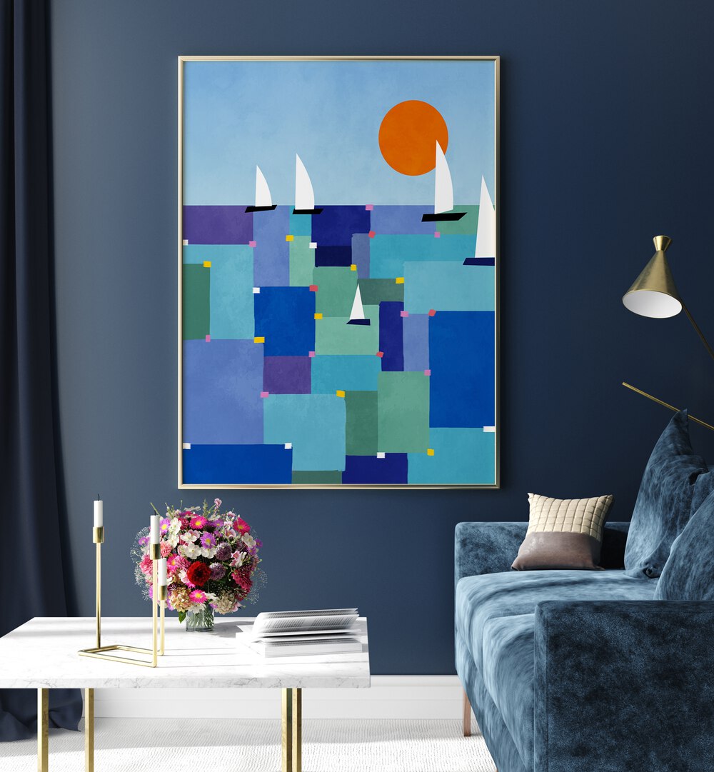 Vibrant RADIANT OCEAN VOYAGE, BEACH PAINTINGS enhance your home decor with soothing ocean colors and lively design.