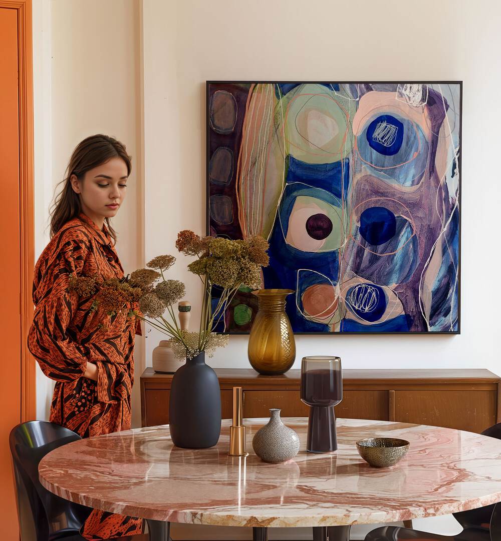 Bold and vibrant LITTLE MONSTERS II, ABSTRACT PAINTINGS enhance home decor with striking artwork and brush strokes.