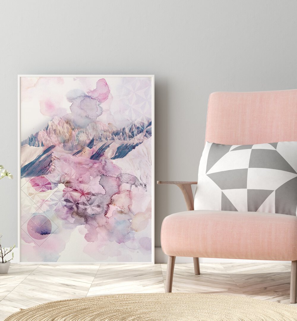 DUSK I, ABSTRACT PAINTINGS features soft pastels and dreamy landscapes, perfect for modern decor.