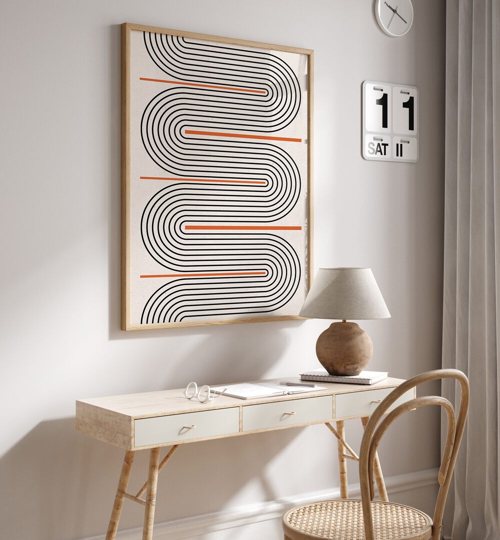 Stylish MODERN BALANCE NO.7, GEOMETRIC ART PRINTS enhances any room with its captivating abstract design.