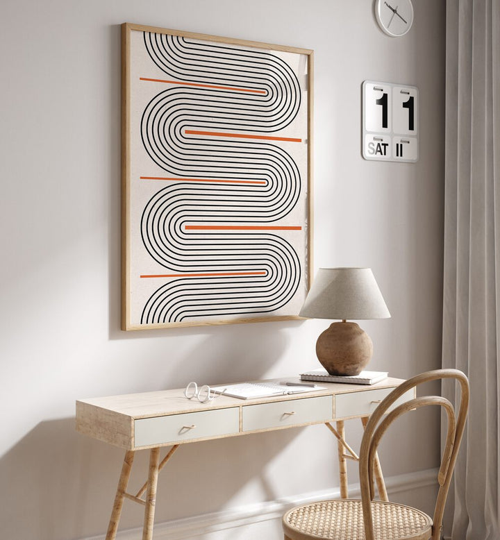 Stylish MODERN BALANCE NO.7, GEOMETRIC ART PRINTS enhances any room with its captivating abstract design.