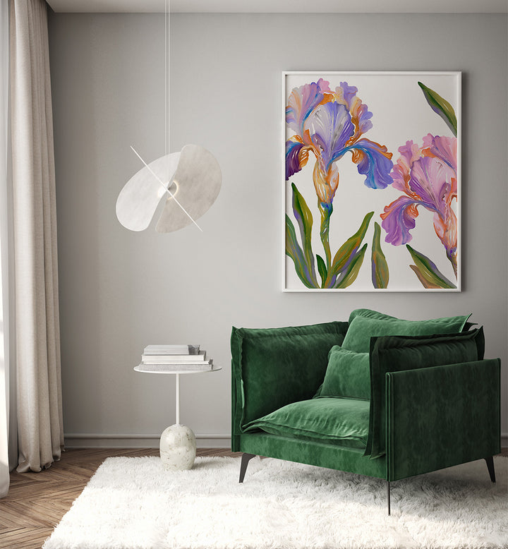 WATERCOLOR IRIS , FLORAL FLOWER PAINTINGS