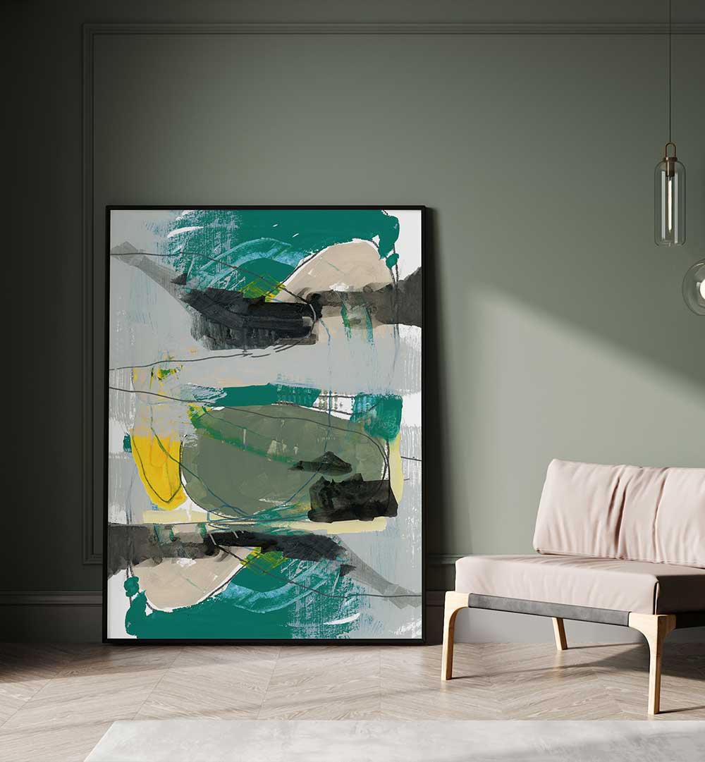 Vibrant CONTEMPORARY GREEN I, ABSTRACT PAINTINGS enhance modern spaces with bold colors and intricate designs.