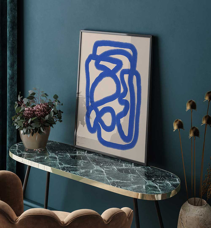 LINE ART IN COBALT BLUE IV , LINE ART PAINTINGS