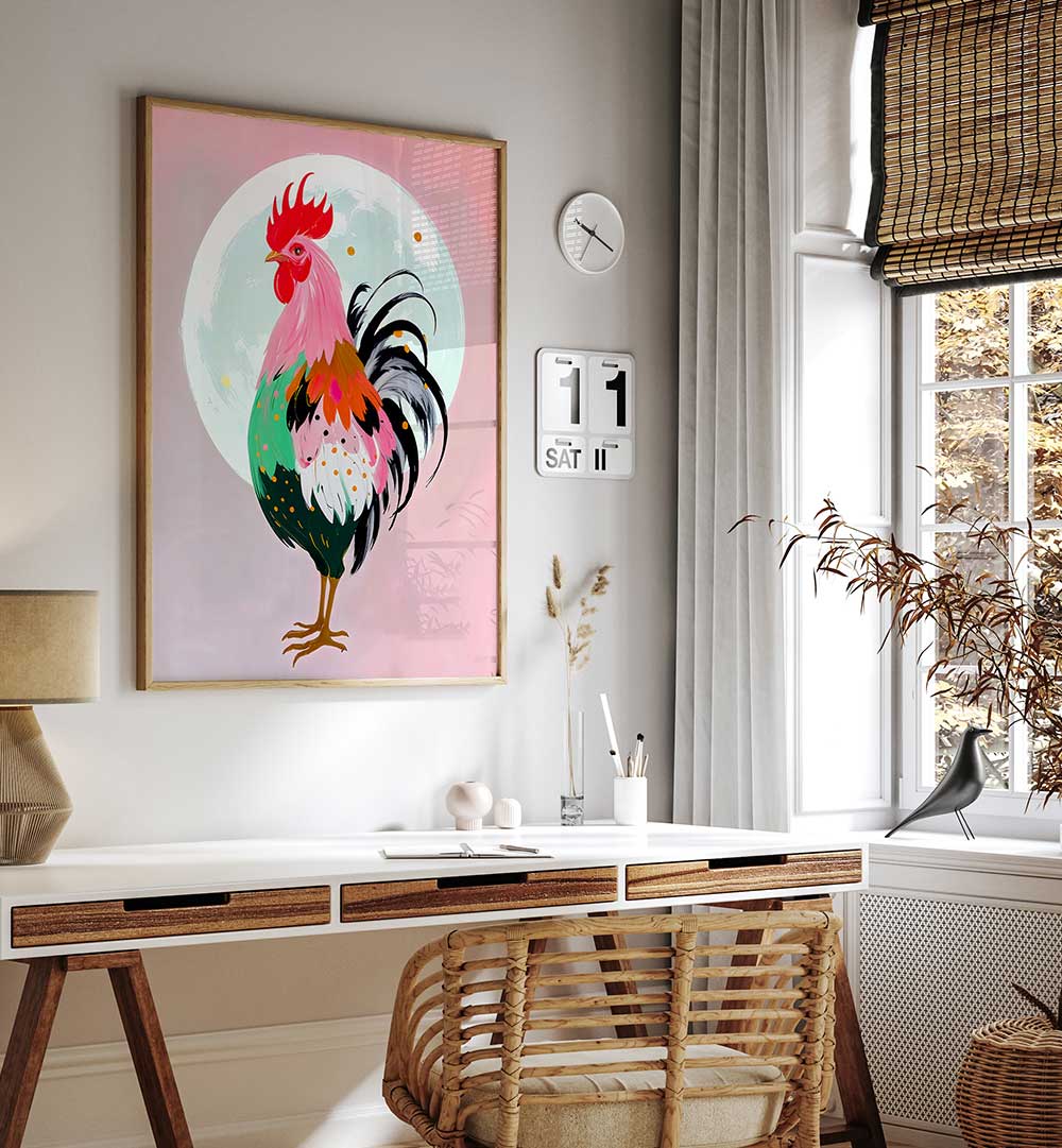 CHARM NEVER HURT A ROOSTER , ANIMAL PAINTINGS