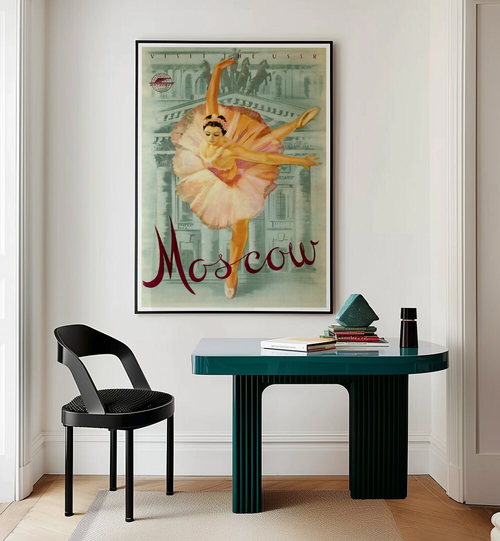 Moscow I Vintage Travel Posters showcase the city's charm with stunning ballet art, perfect for your decor.