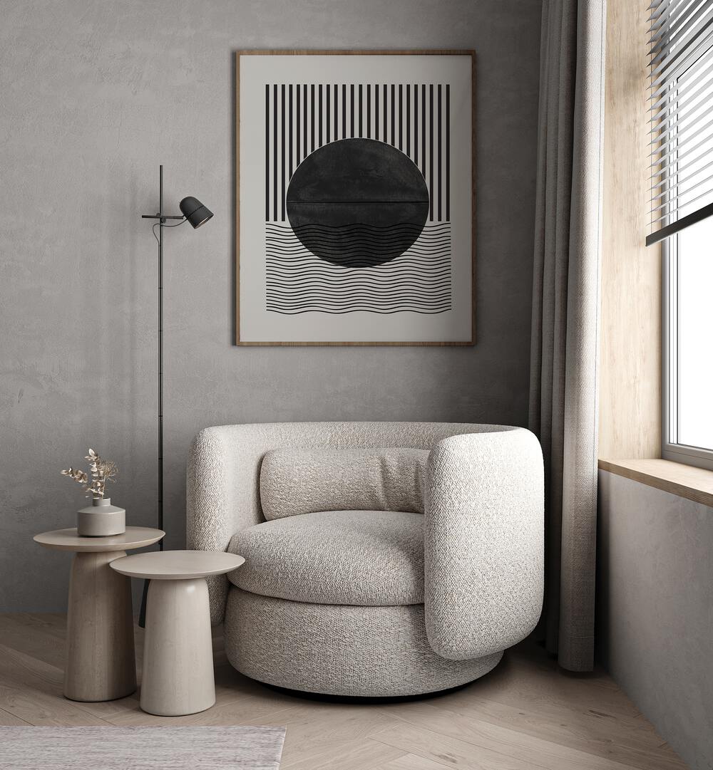 Transform your decor with BLACK SUN I, GEOMETRIC ART PRINTS from The Miuus Studio, showcasing modern elegance.