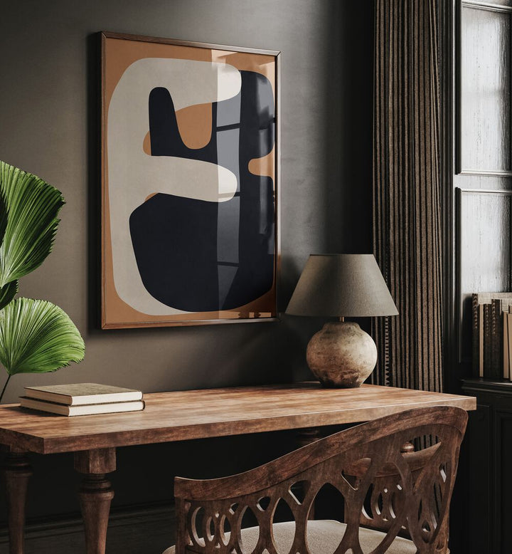 Stylish interior featuring TRIBAL SHAPES XIII, GEOMETRIC ART PRINTS, enhancing the decor with intricate designs.