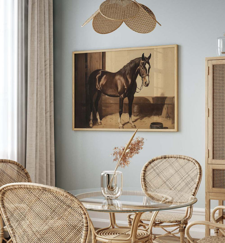 Elegant DARK BROWN HORSE, ANIMAL PAINTINGS enhancing your space with equestrian charm and sophistication.