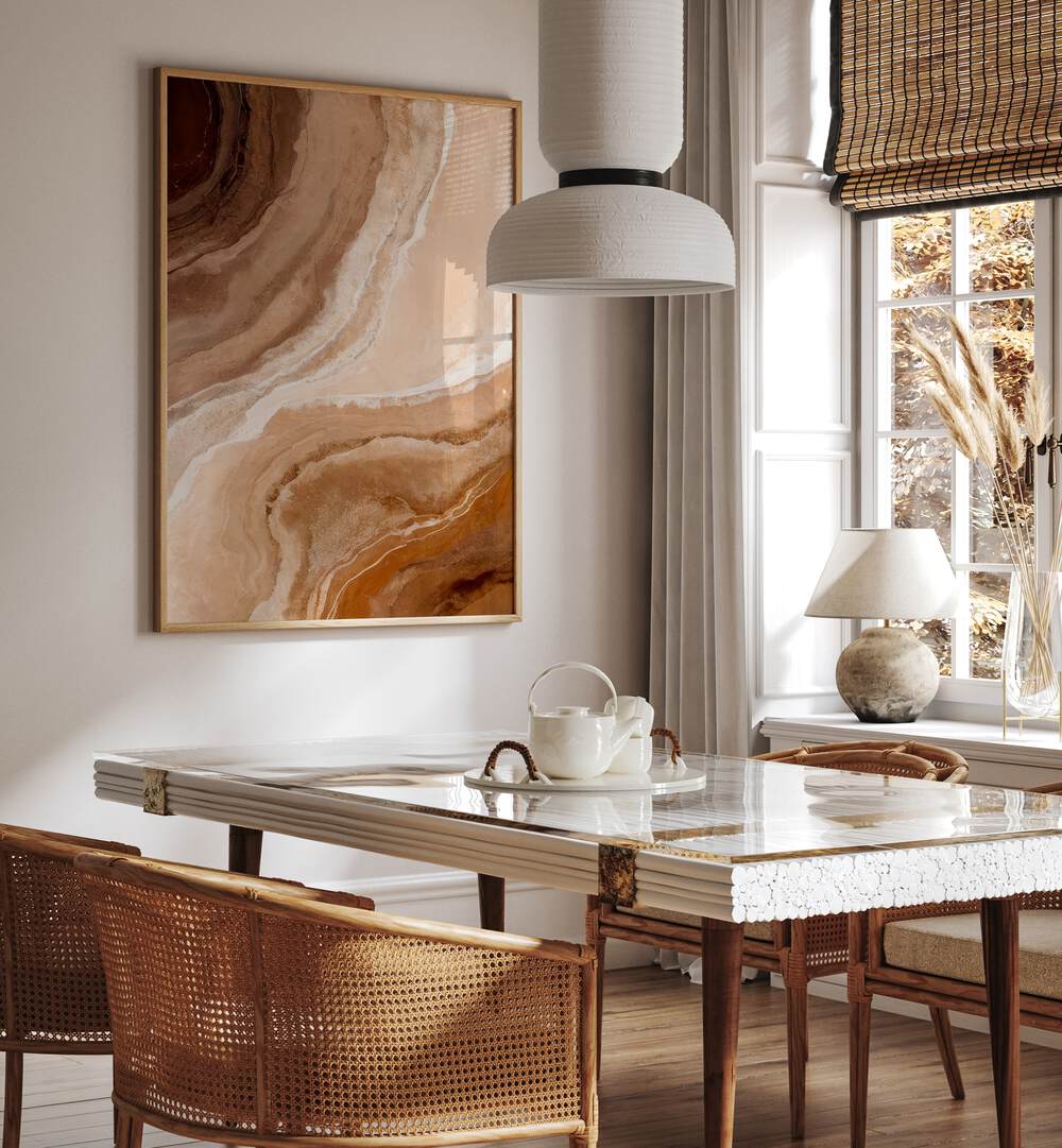 Elegant SANDSTONE IN BROWN HUES, ABSTRACT PAINTINGS enhance home décor with rich browns and natural elegance.
