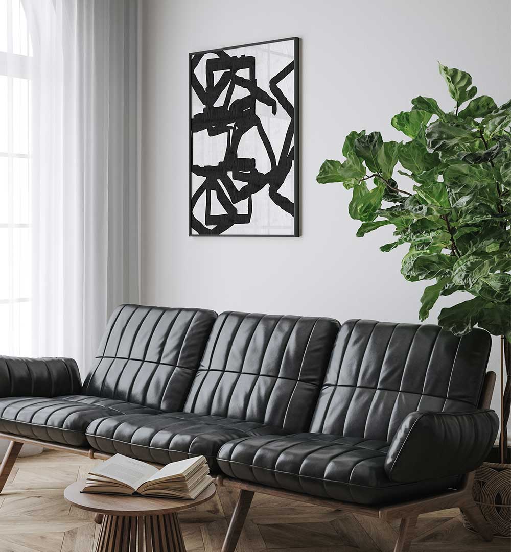 Transform your space with NOIR AND INKY 1, PATTERN ART PRINTS, featuring captivating abstract design and geometry.