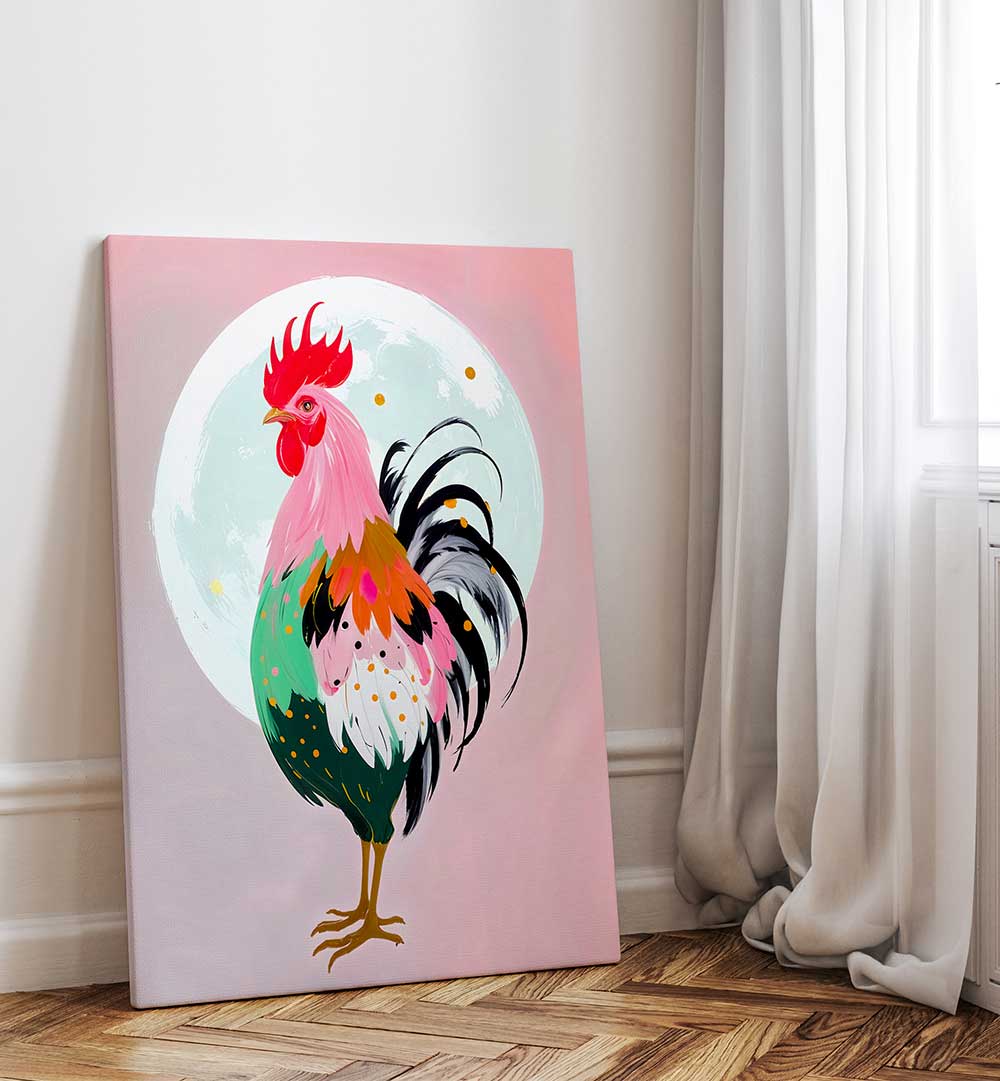 CHARM NEVER HURT A ROOSTER , ANIMAL PAINTINGS