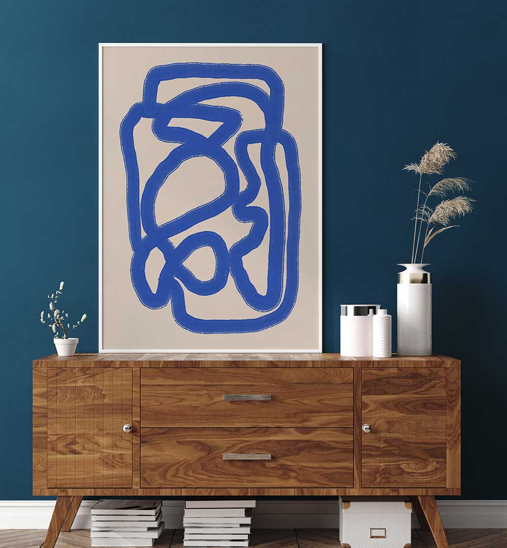 LINE ART IN COBALT BLUE IV , LINE ART PAINTINGS