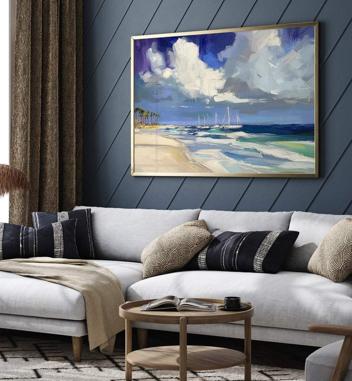 Transform your space with SAILBOATS ON THE BEACH II, featuring serene sailboats by the coast in a beautiful setting.