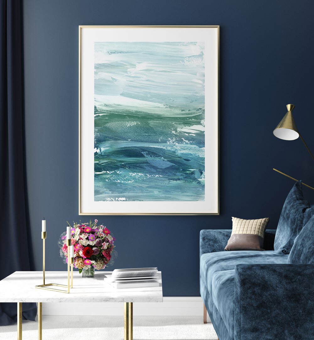 WAVES IN WAVES, ABSTRACT PAINTINGS bring vibrant ocean hues to elevate any space with stunning decor.