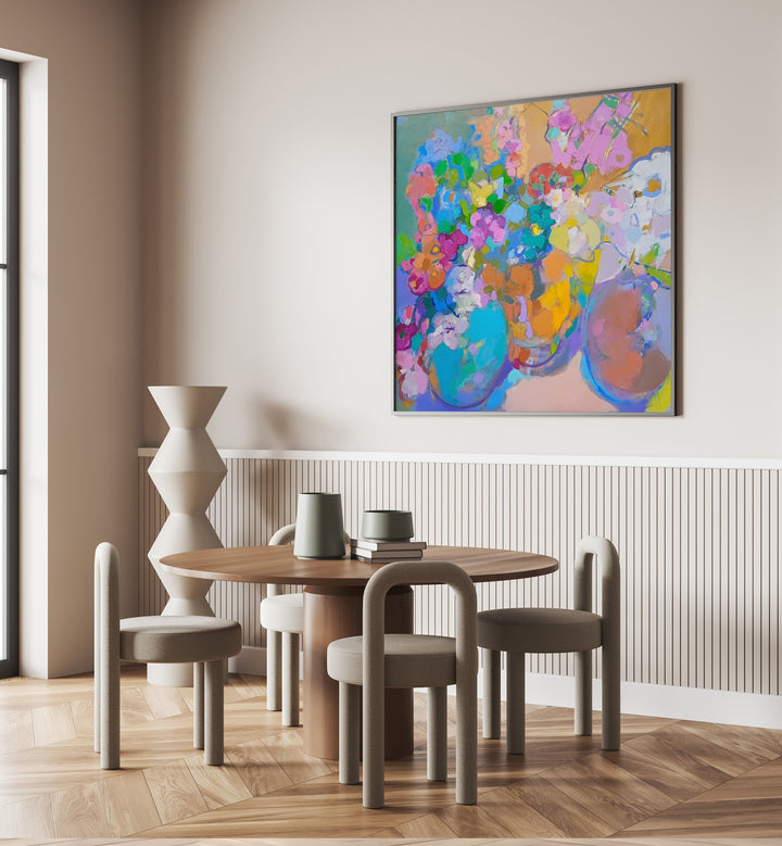 Brighten your space with SUNSHINE, ABSTRACT PAINTINGS, a colorful accent for modern home decor.