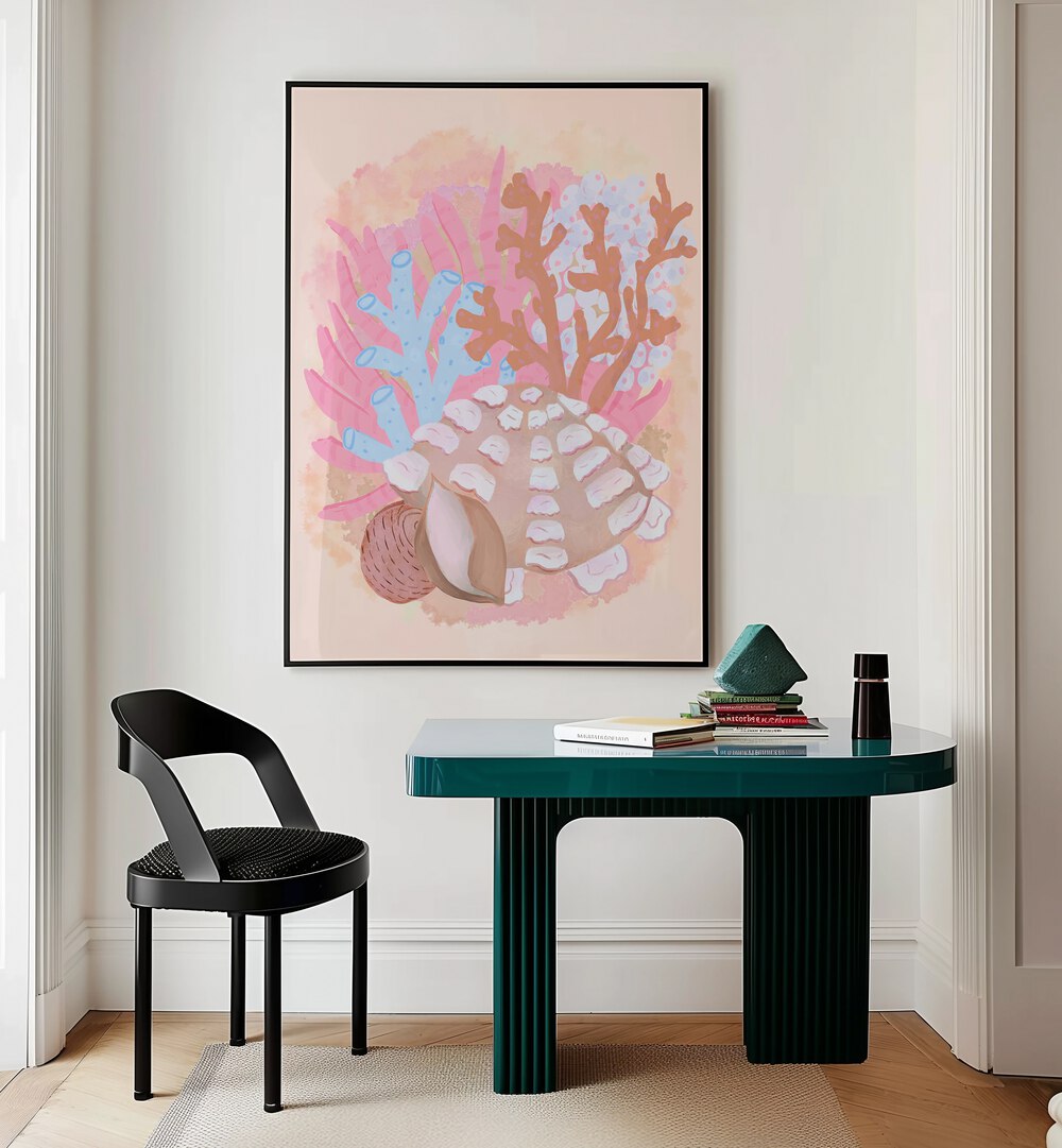 PINK SEASHELLS , BEACH PRINTS , COASTAL WALL ART PRINTS