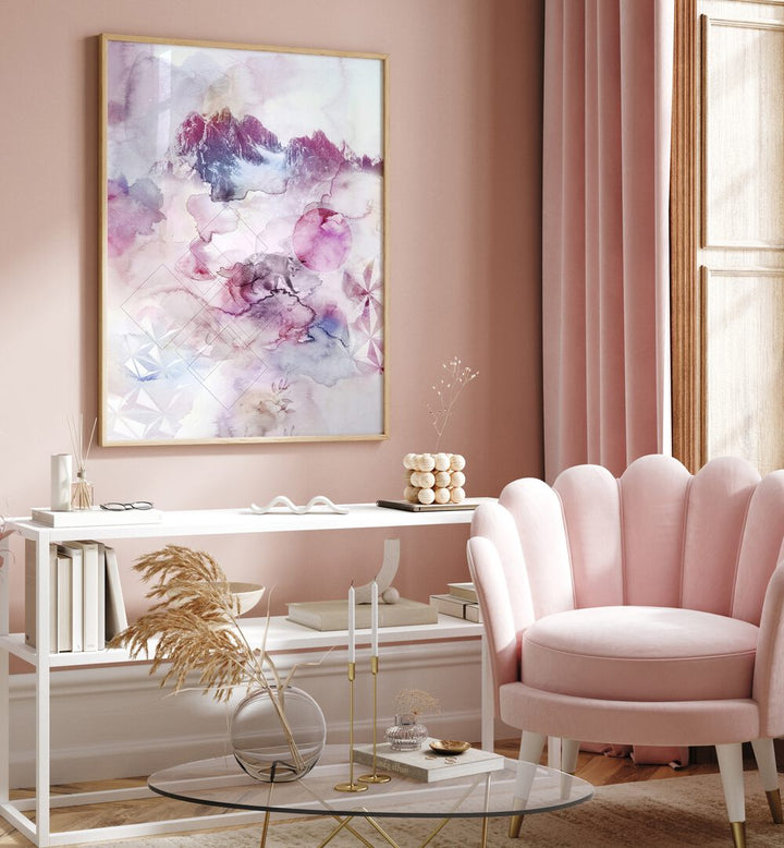 Elegant DUSK III, ABSTRACT PAINTINGS displayed in a chic interior, enhancing the room's aesthetic charm.