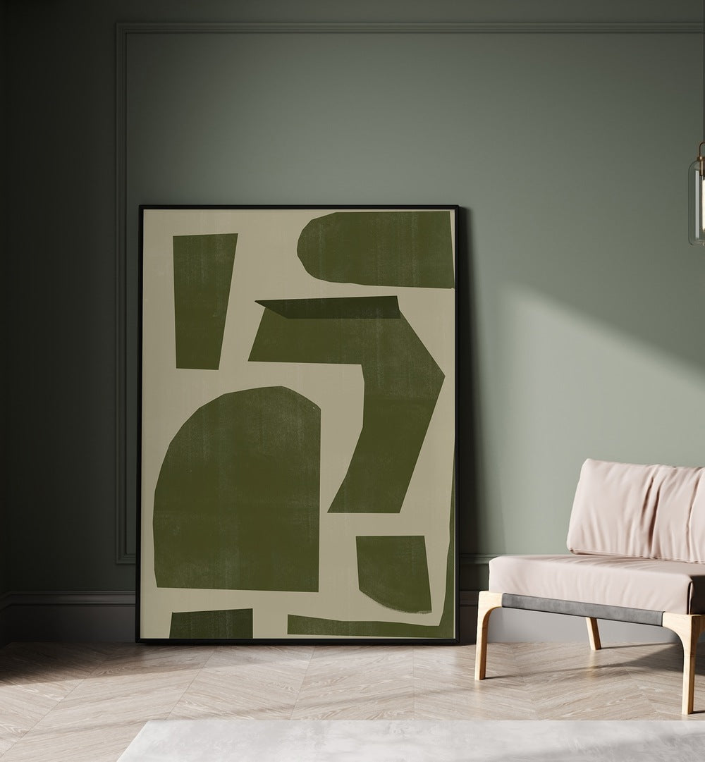 Green Composition I, abstract paintings by The Miuus Studio, enhance any space with their captivating design.