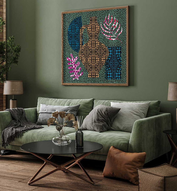 MOSAIC BOHEMIAN COMPOSITION , FLORAL FLOWER PAINTINGS