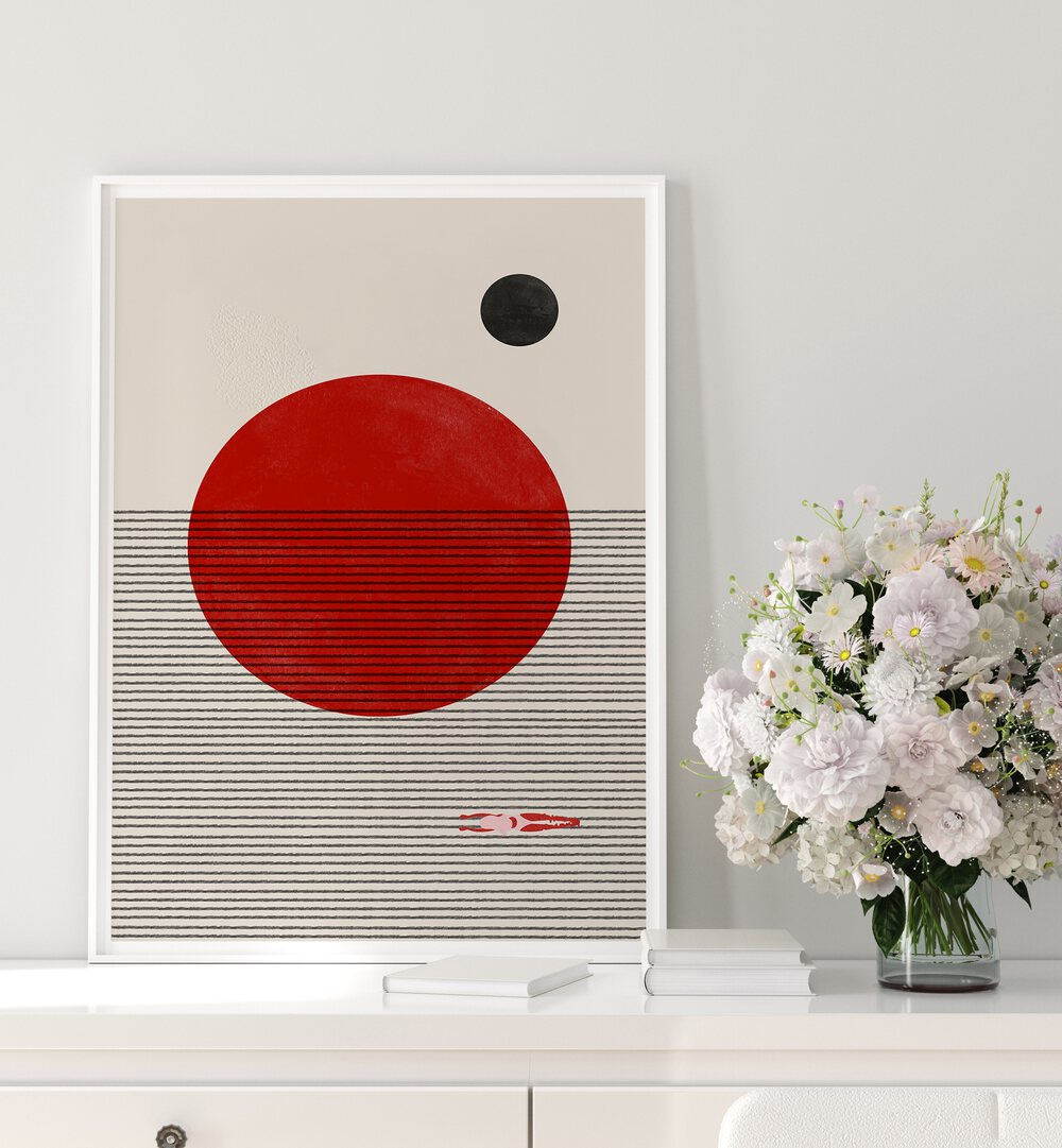 Transform your space with the SWIMMING TO YOU, GEOMETRIC ART PRINTS from The Miuus Studio, featuring vibrant abstract design.