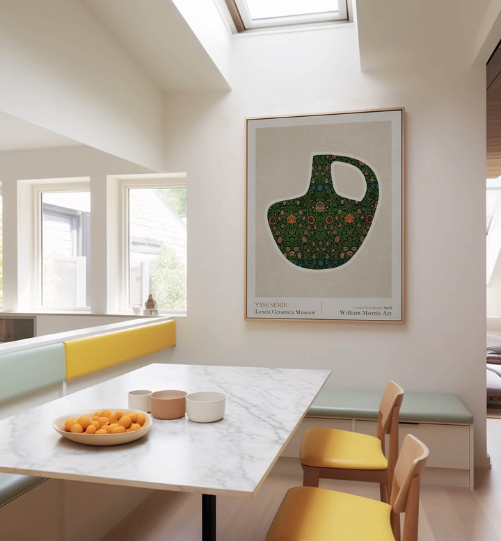 Stylish kitchen featuring WILLIAM MORRIS GREEK SHAPE II, FLORAL FLOWER PAINTINGS, enhancing modern decor by Emel Tunaboylu.