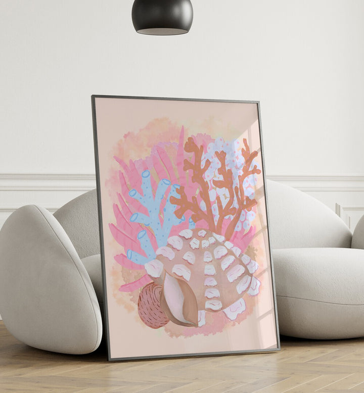 PINK SEASHELLS , BEACH PRINTS , COASTAL WALL ART PRINTS