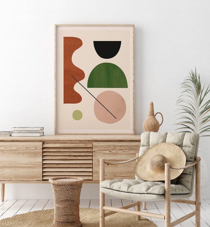 Stylish living room showcasing ABSTRACT MINIMAL SHAPES, GEOMETRIC ART PRINTS for a modern artistic touch.
