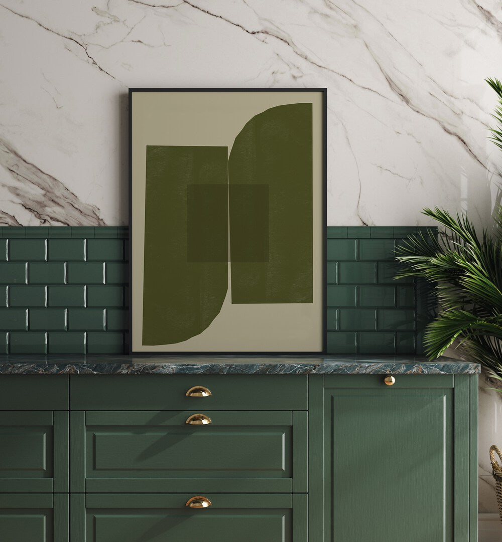 Stylish Green Composition II, abstract paintings from The Miuus Studio, enhance your space with modern art elegance.