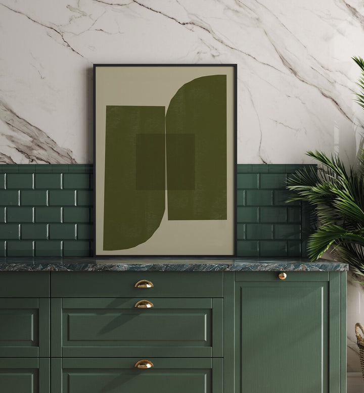Stylish Green Composition II, abstract paintings from The Miuus Studio, enhance your space with modern art elegance.