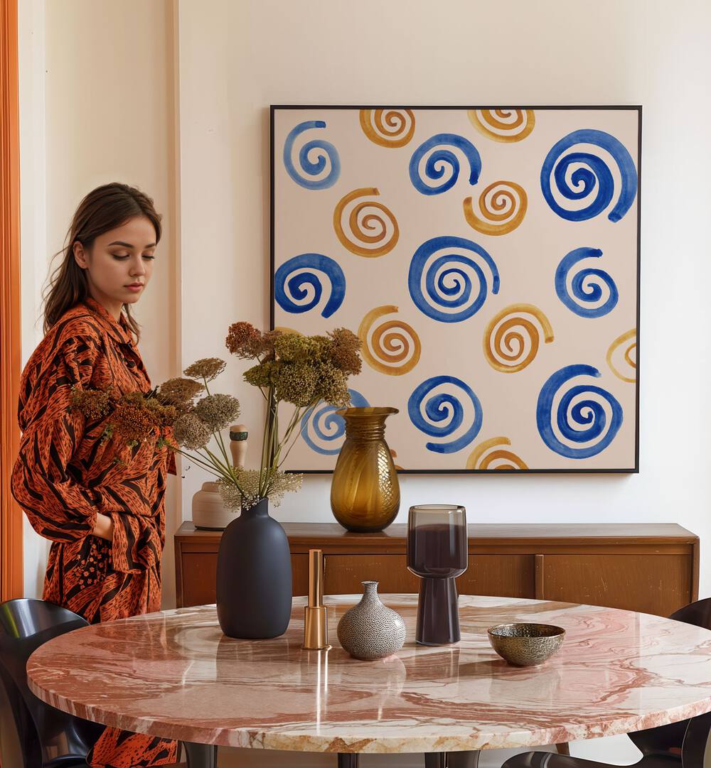 Stylish home decor featuring the WATERCOLOUR TILE XV, ABSTRACT PAINTINGS, enhancing elegance and artistry.