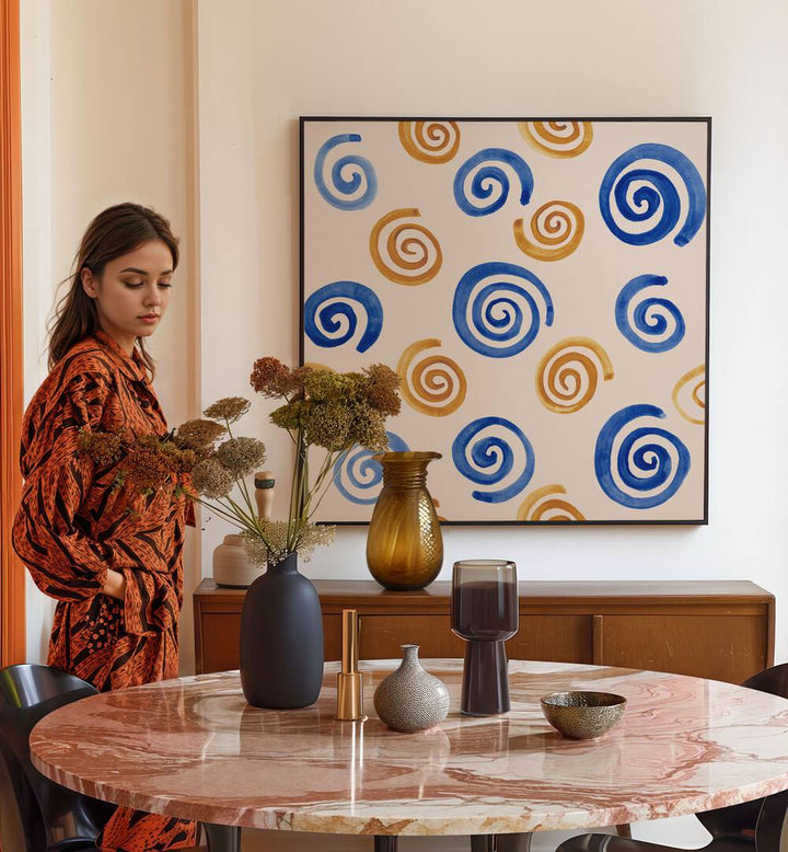 Stylish home decor featuring the WATERCOLOUR TILE XV, ABSTRACT PAINTINGS, enhancing elegance and artistry.
