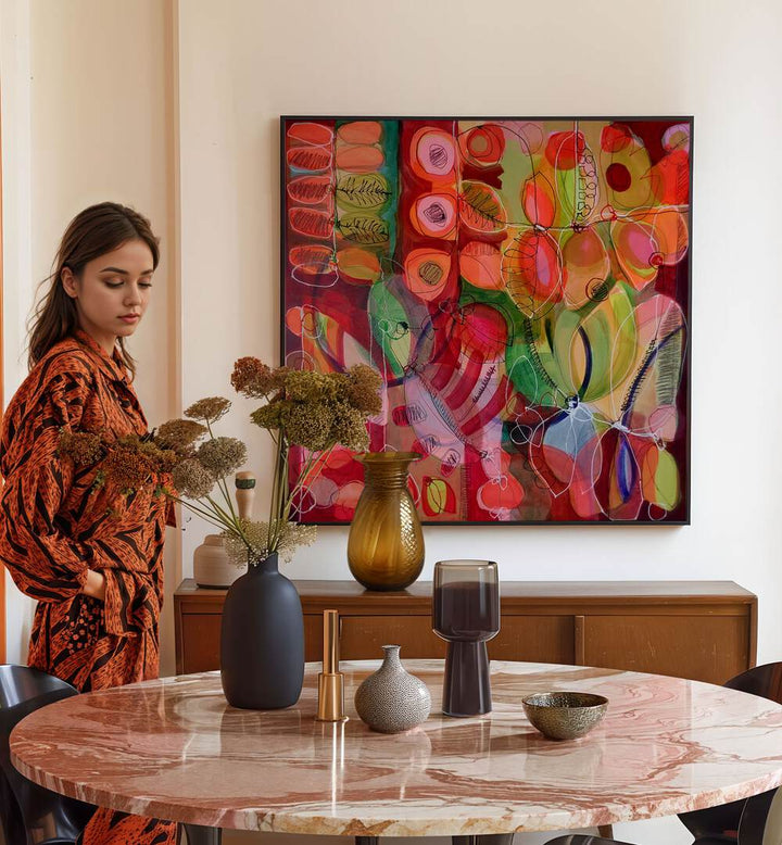 Bright and colorful, the NOTHING LIKE SUMMER I, ABSTRACT PAINTINGS adds vibrancy to any living space.