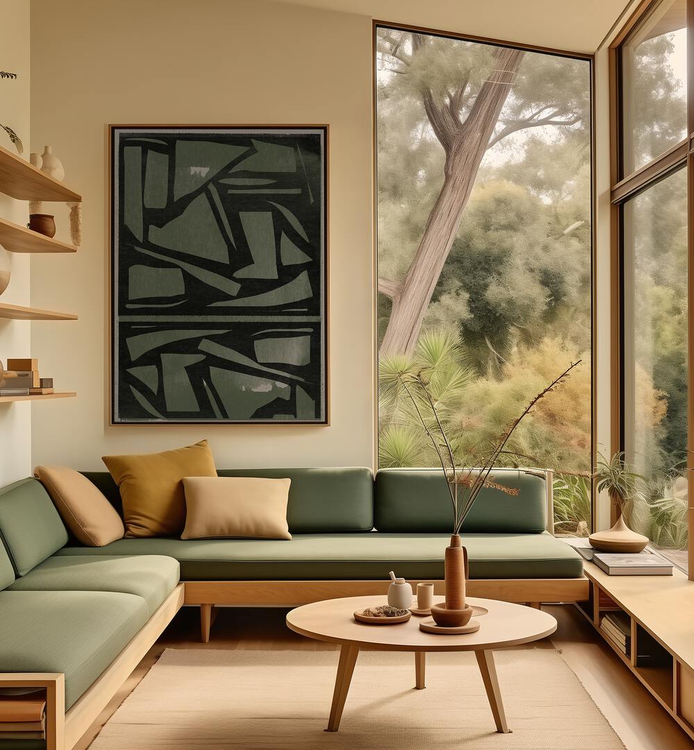 Transform your space with GREEN AND BLACK PAPER CUT, ABSTRACT PAINTINGS, showcasing modern elegance and captivating design.