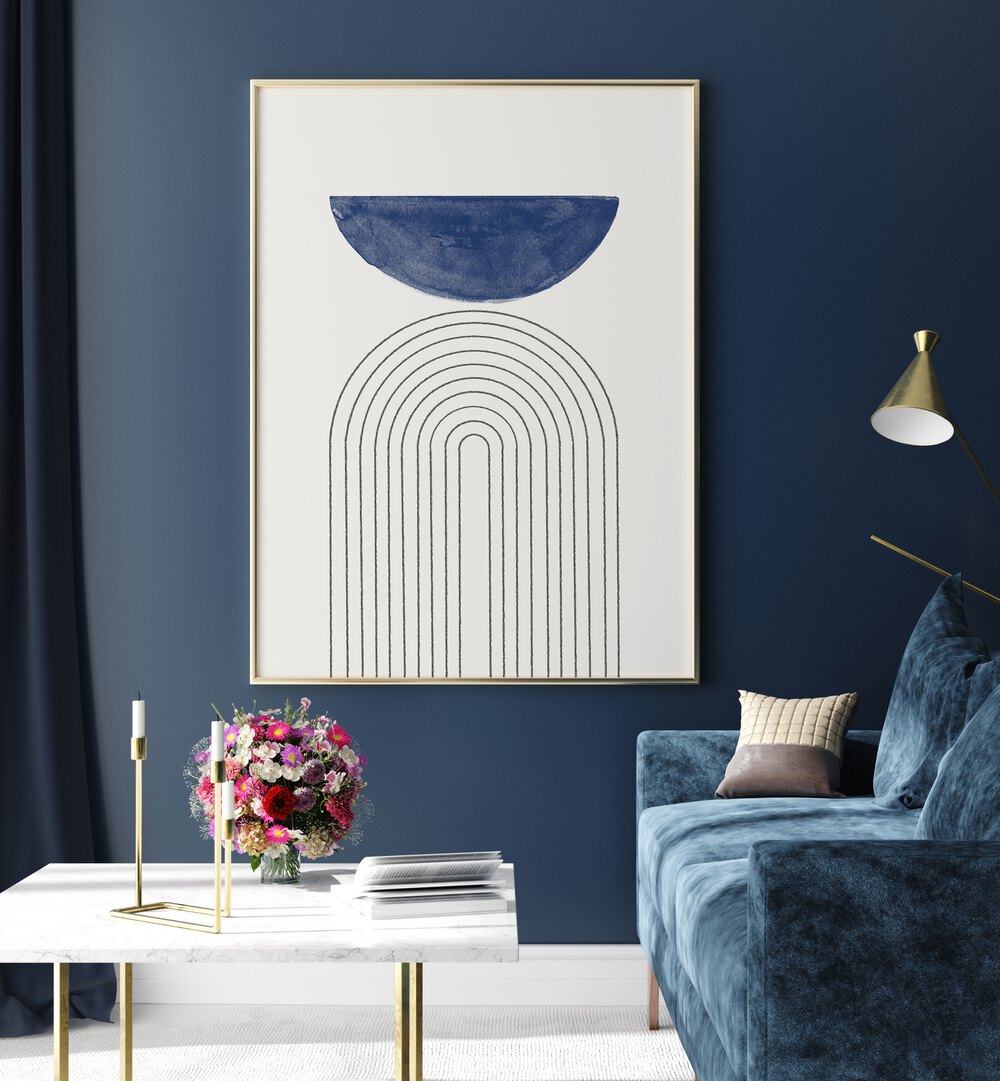 Contemporary BLUE MOON NO3. , GEOMETRIC ART PRINTS enhance elegance in any room with captivating abstract design.