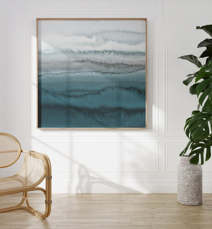 OCEAN MIST LAYERS, ABSTRACT PAINTINGS create serene coastal vibes, enhancing any space with their stunning aesthetic.