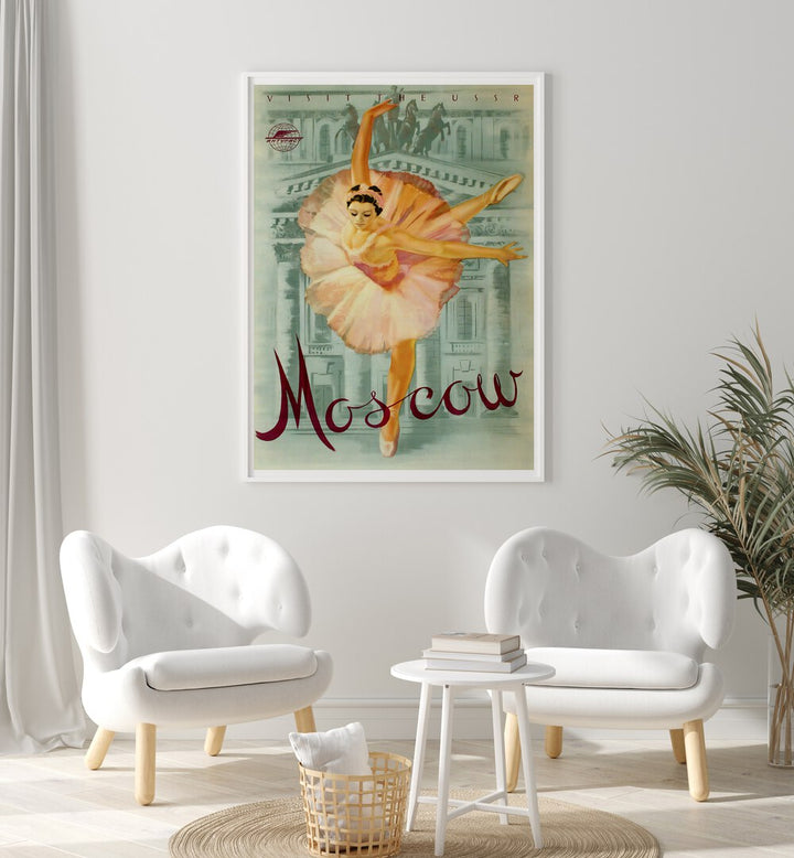 Moscow I Vintage Travel Posters capture the charm of Russia with stunning ballet art and iconic landmarks.