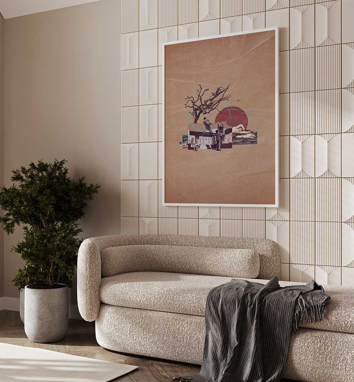 Elegant SECRET, SURREAL ART PRINTS enhance modern decor with unique, dreamlike imagery in a stylish setting.
