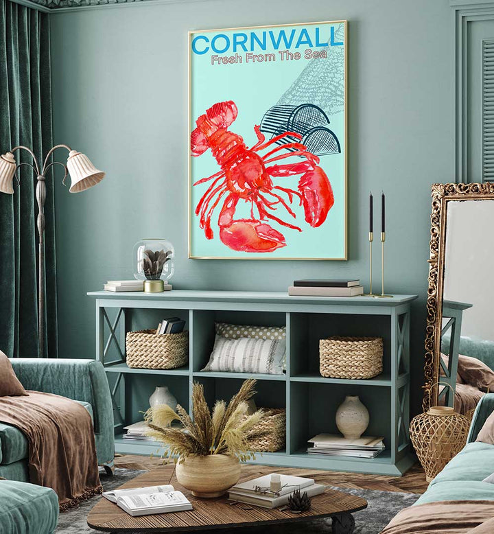 Bright and vibrant Cornwall Sea Poster, Beach Paintings, perfect for creating a coastal ambiance in your home.