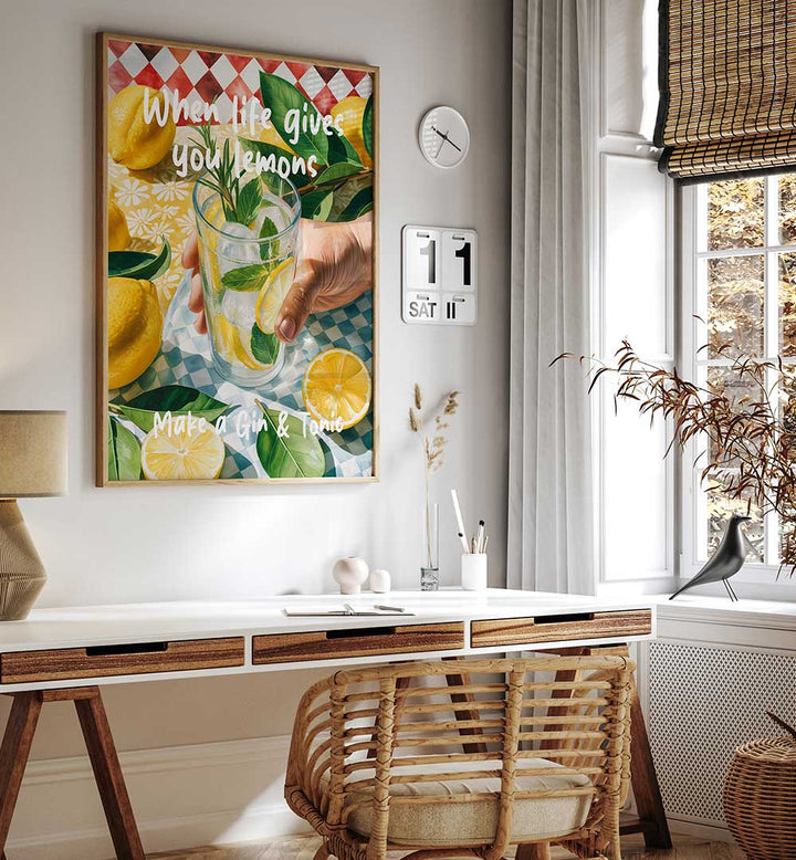 WHEN LIFE GIVES YOU LEMONS, MAKE A GIN & TONIC , BAR & CAFE ART
