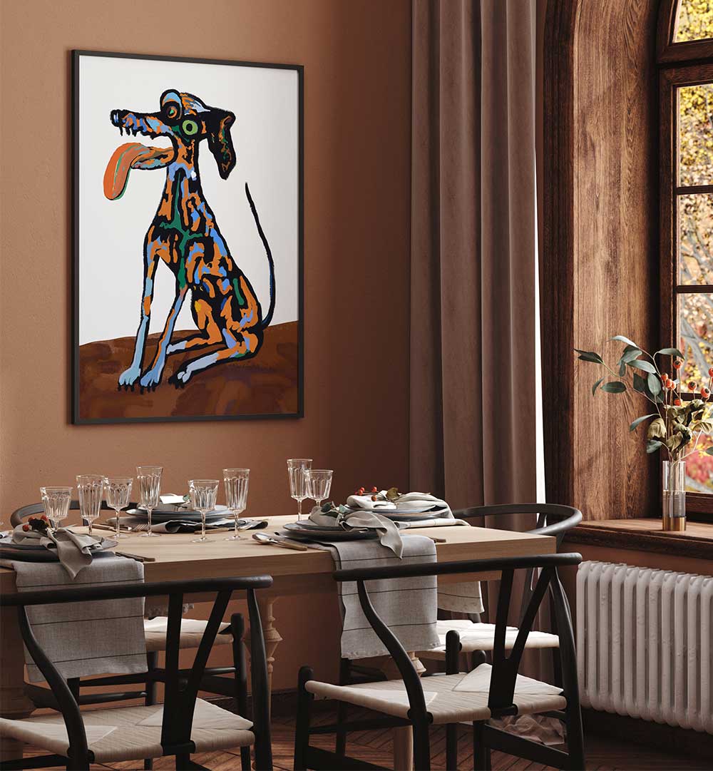 CRAZY DOG PORTRAIT , ANIMAL PAINTINGS