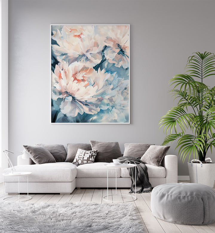 EVERGREEN GREEN PAINTERLY FLORALS X ,FLORAL FLOWER PAINTINGS