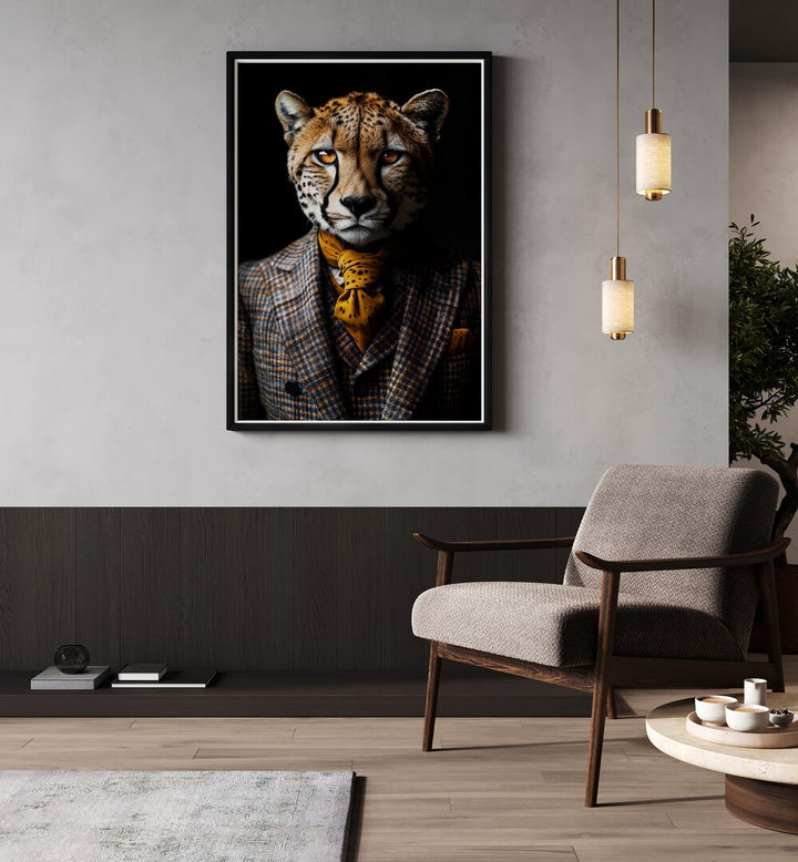 Stylish WILD SUITS - CHEETAH, ANIMAL PAINTINGS by Philippe HUGONNARD capturing wild elegance in a modern setting.